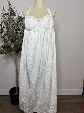 Free Est by Free People Cream Halter Maxi Dress with Pintuck Detail